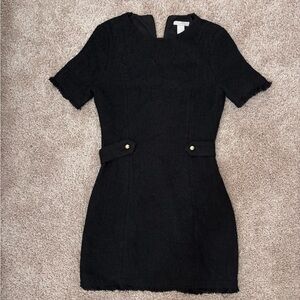 H&M Black Textured Tweed Dress